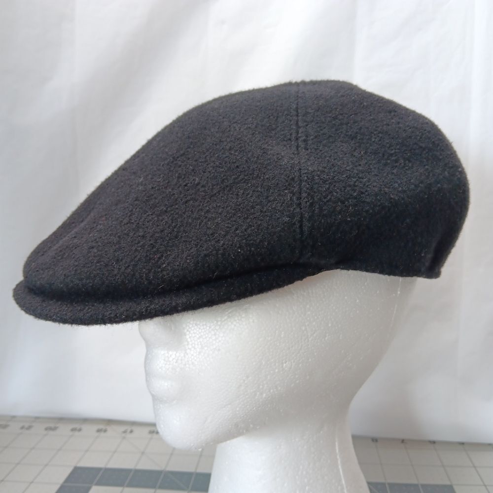 Aurega Milano Wool Flat Cap Black Made in Italy Size 59 Unisex